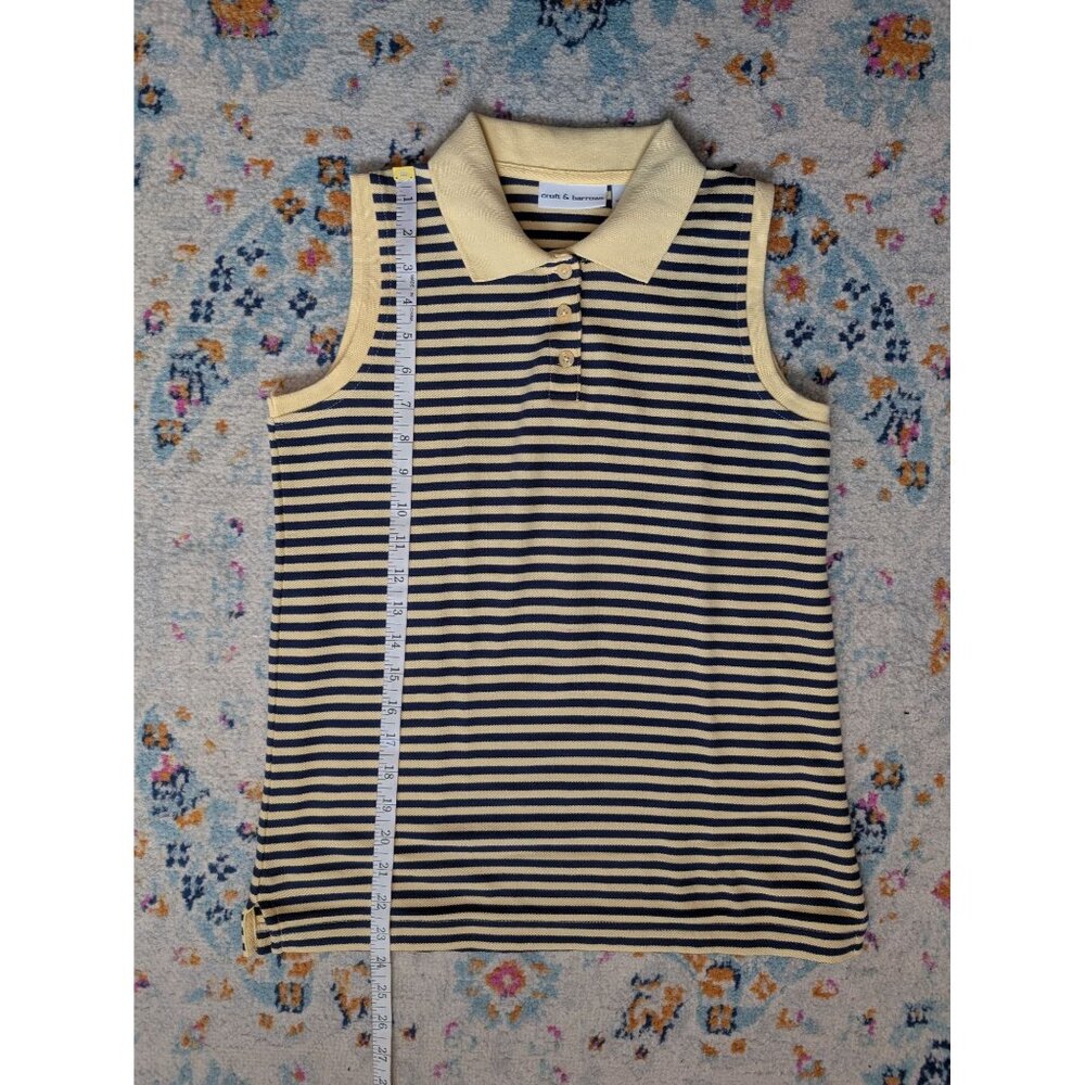 y2k Croft and Barrow Navy and Yellow Striped Sleeveless 100% Cotton Polo - S - Picture 7 of 8